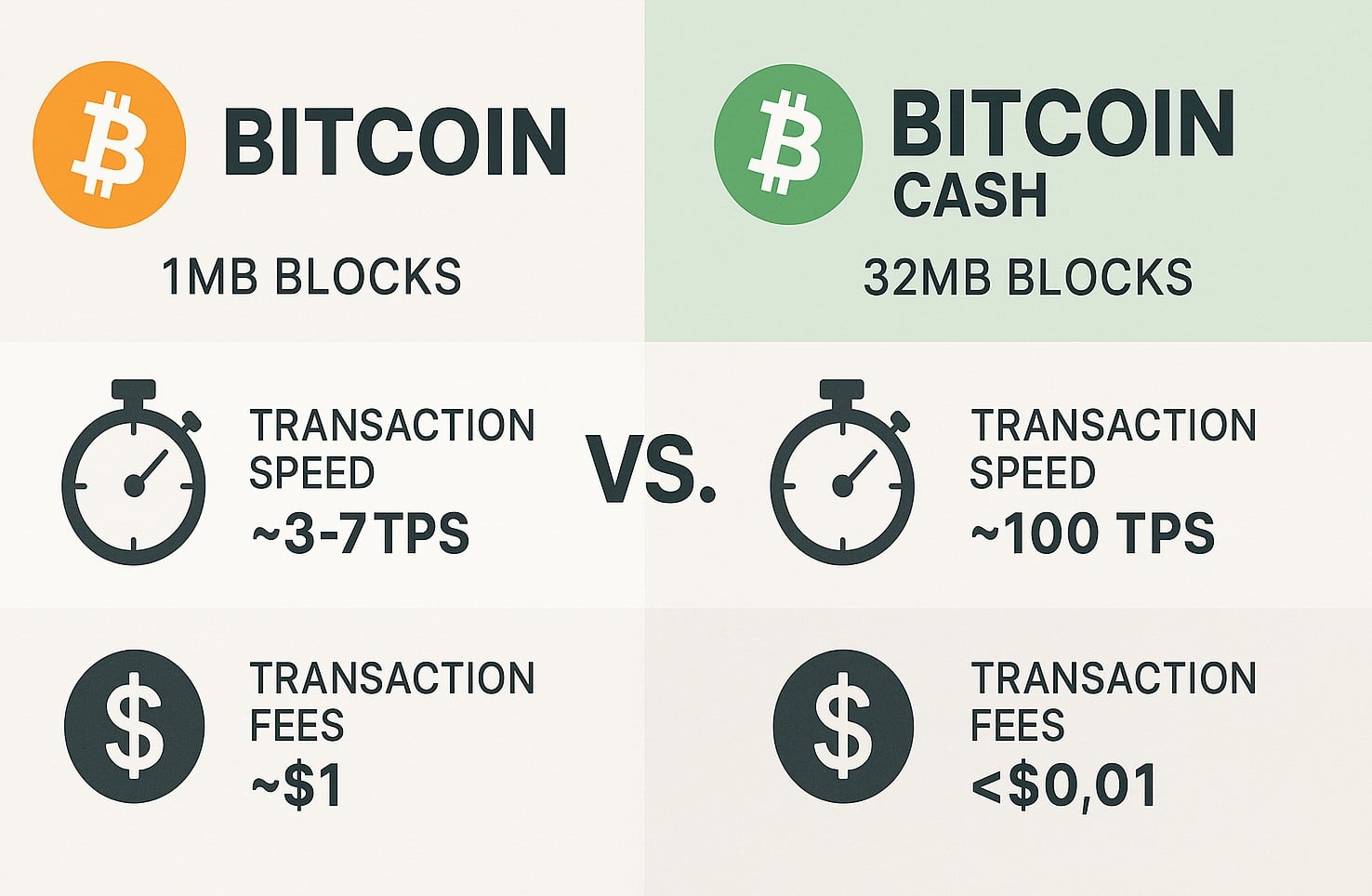 Bitcoin vs. Bitcoin Cash transaction speed compared