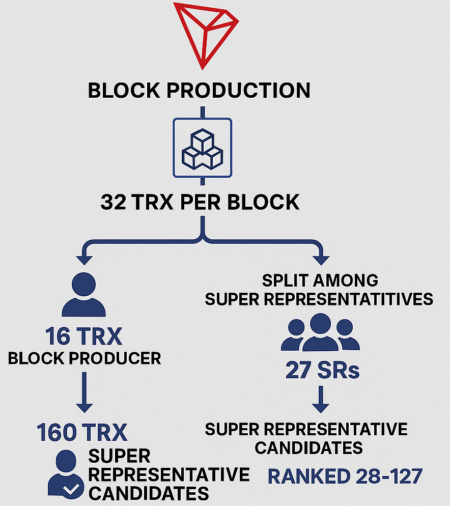 Flussdiagramm der Tron-Blockbelohnungsverteilung