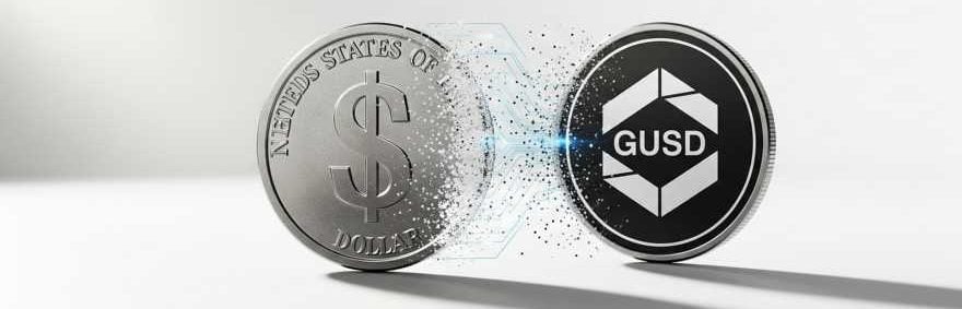 banner with a digital USD coin