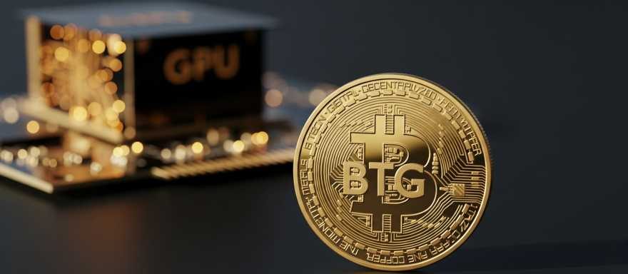image: a gold-toned Bitcoin Gold (BTG) coin
