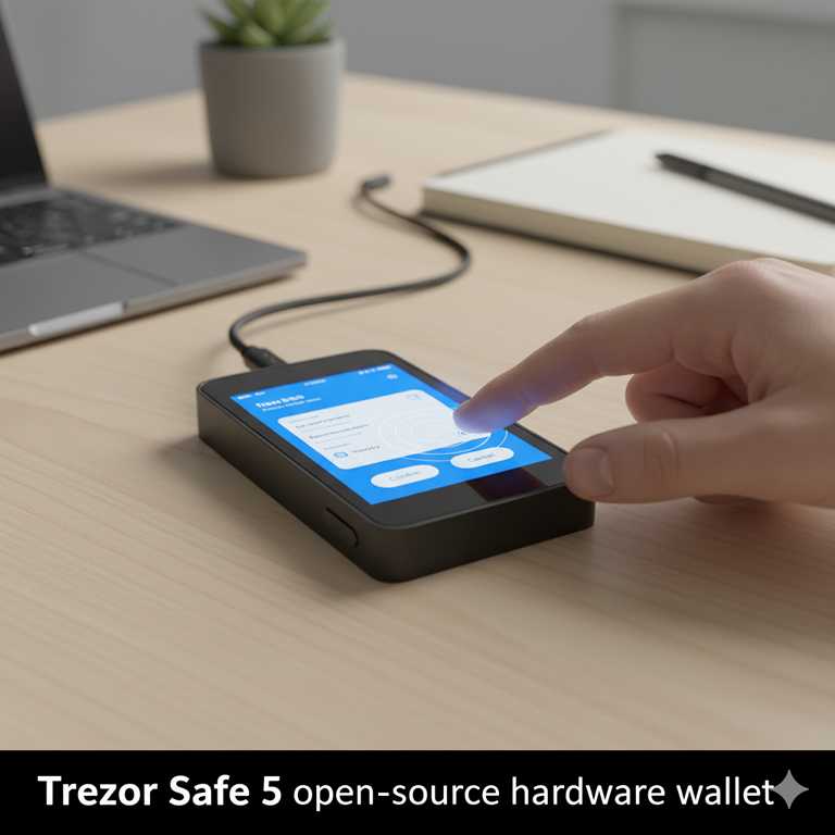 Trezor Safe 5 color touchscreen with haptic feedback.