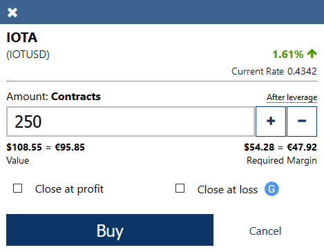 Comprar IOTA na Plus500