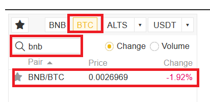 BNB kaufen mit Bitcoin auf Binance