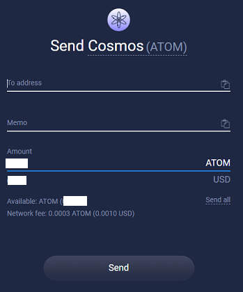 cosmos versenden atomic wallet