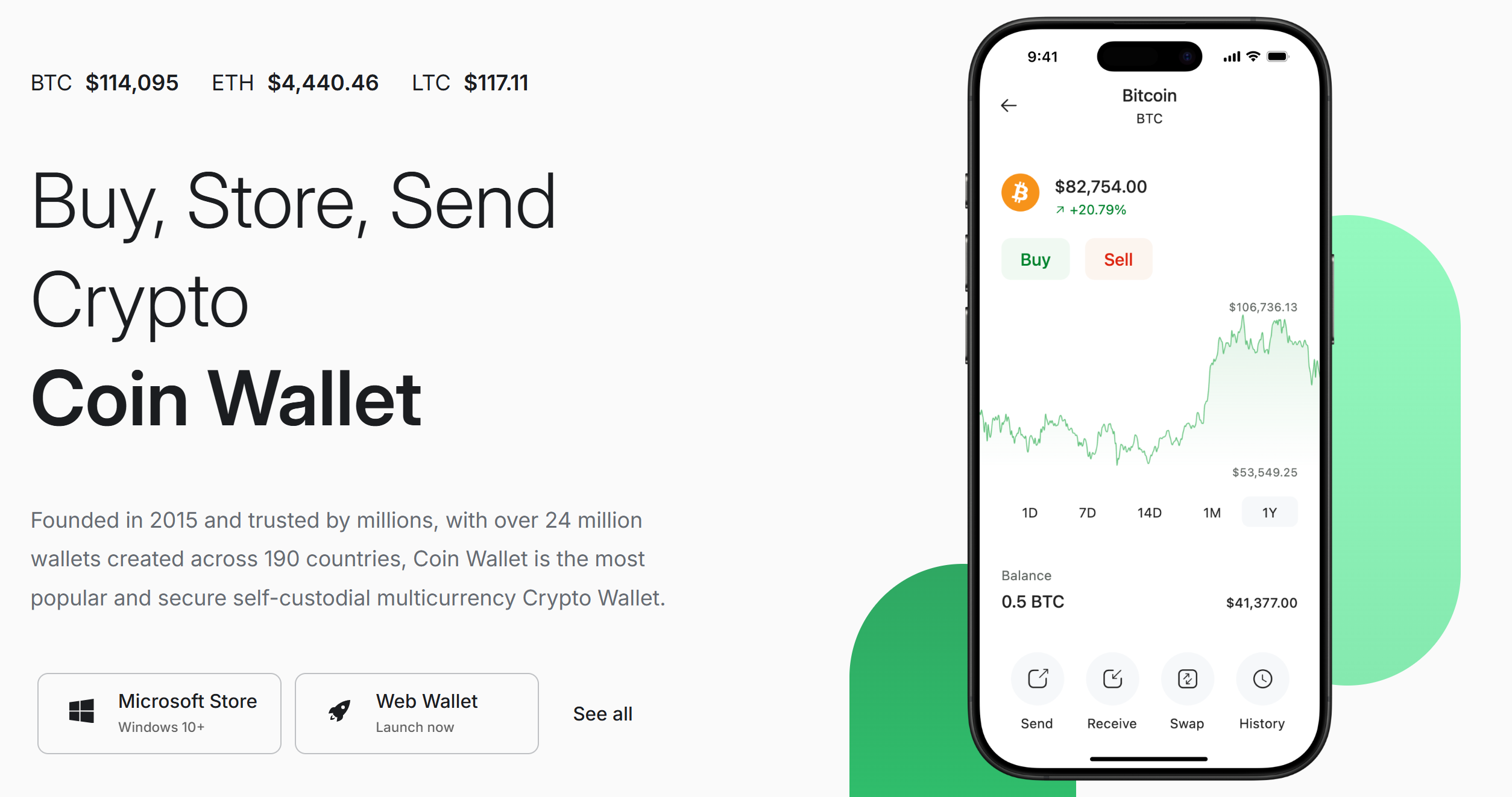 CoinSpace online wallet screenshot
