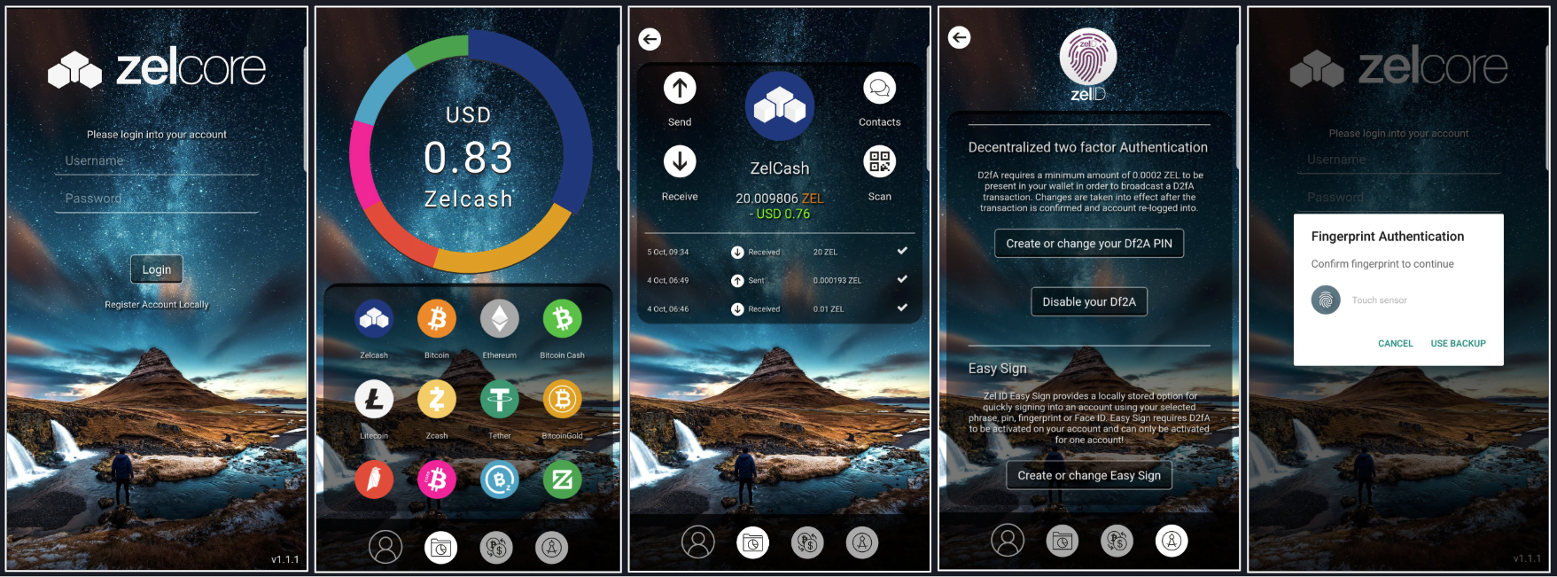 Zelcore multi-asset wallet interface