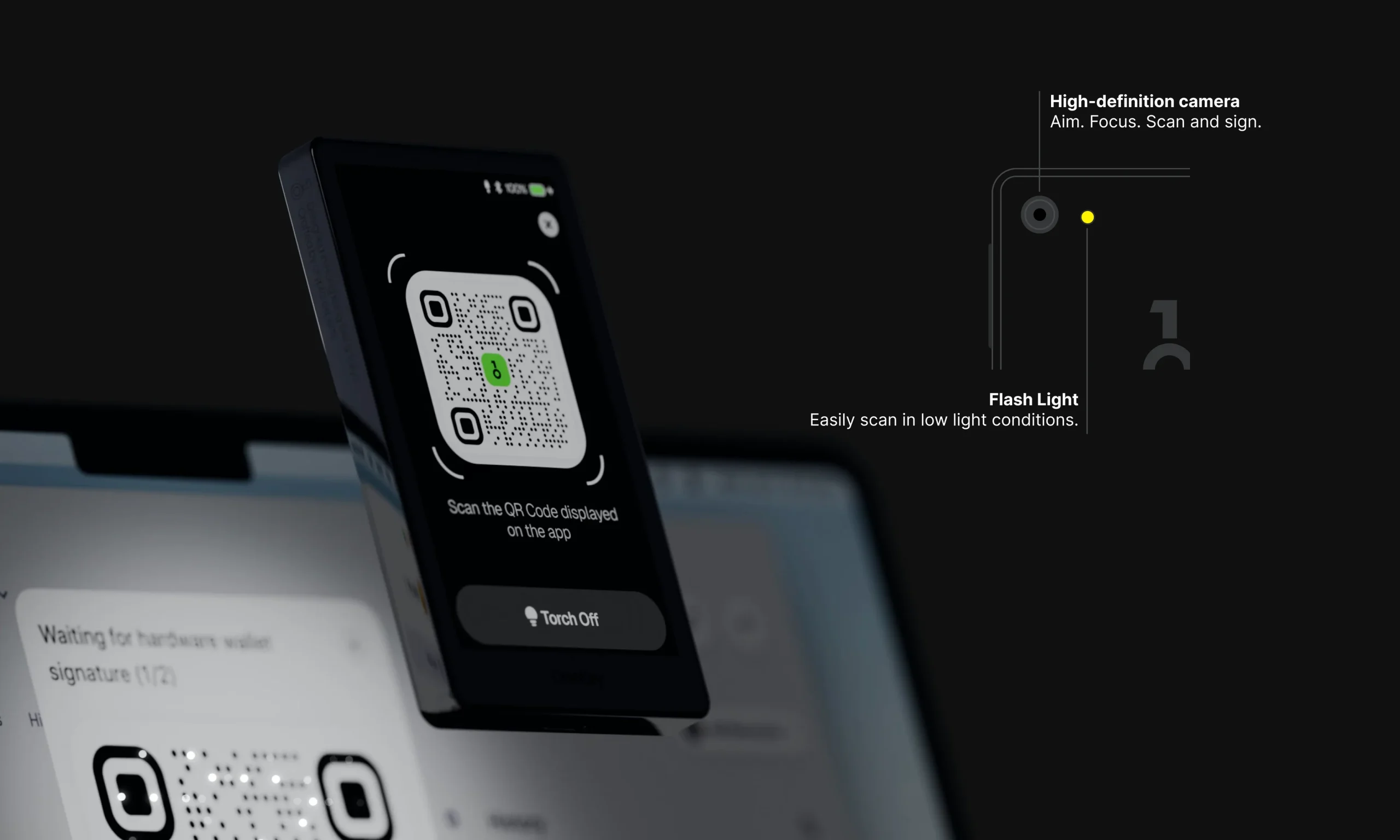 OneKey Pro hardware wallet with its large touchscreen, alongside its wireless charging dock.