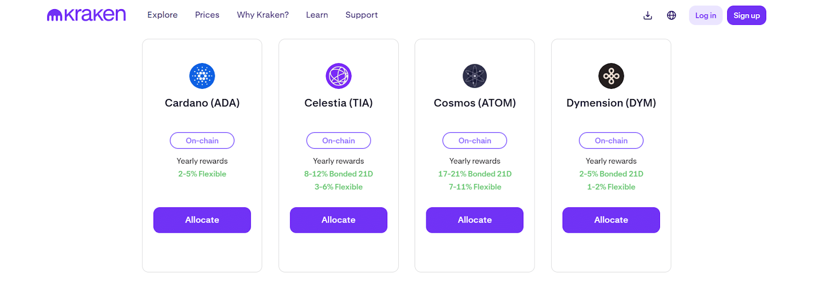 Kraken exchange interface showing SOL staking option and balances.