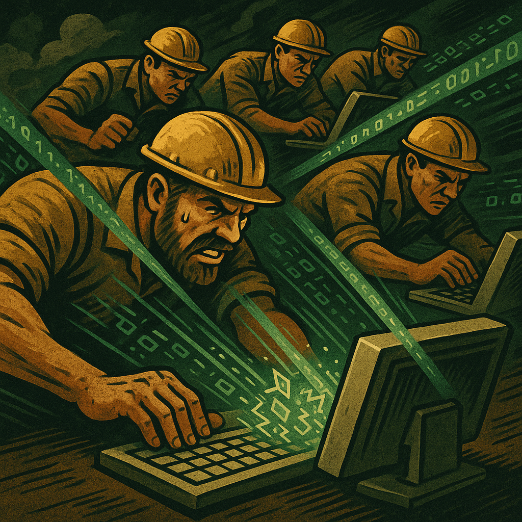  miners fiercely competing to solve cryptographic puzzles