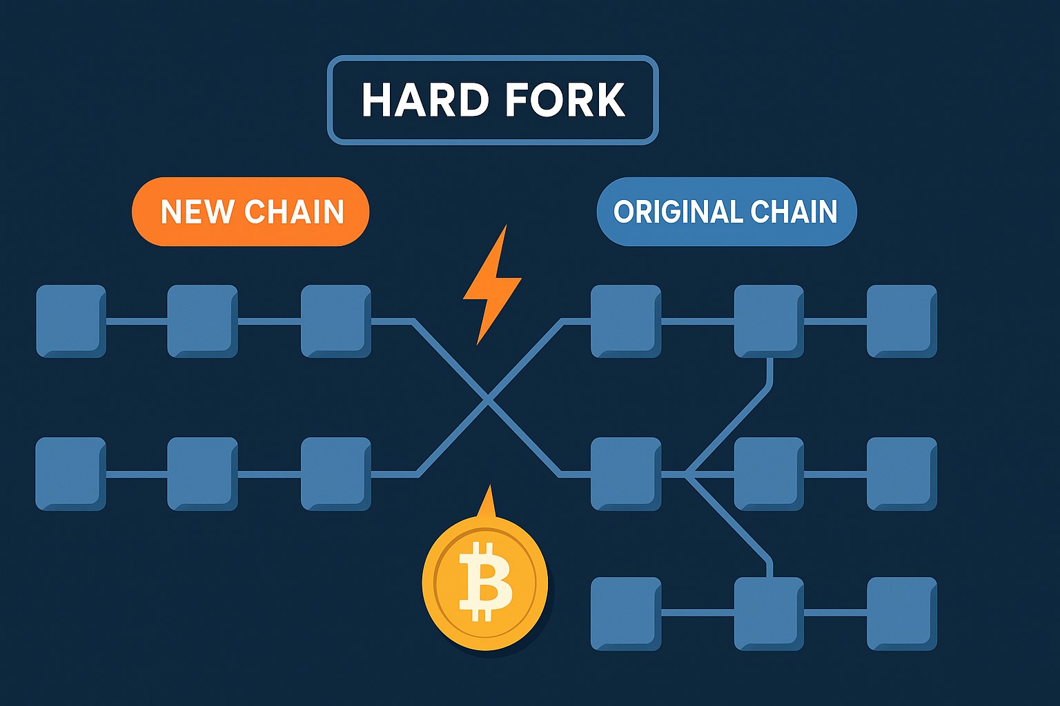 blockchain splitting into two branches