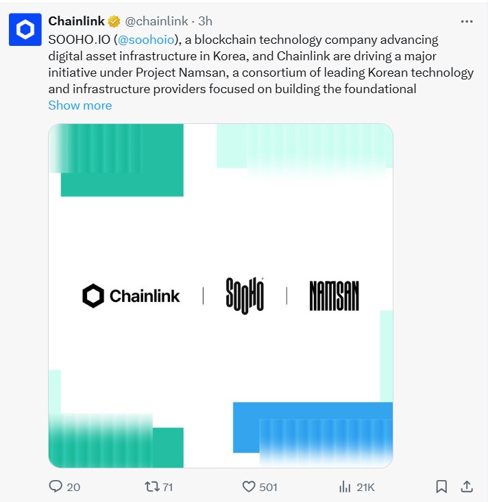Chainlink and Sooho․IO Power Korea’s Stablecoin FX Innovation Under Project Namsan