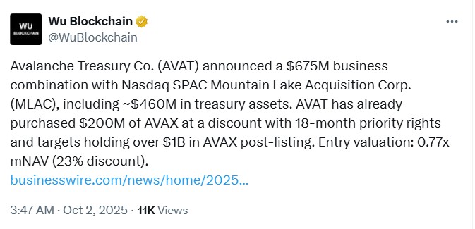 Avalanche Treasury Update