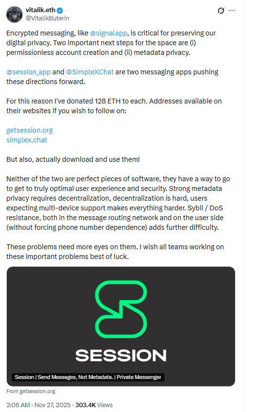 Ethereum’s Vitalik Buterin Funds Two Projects Driving Digital Privacy