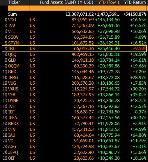 IBIT ist der sechstbeste ETF in 2026