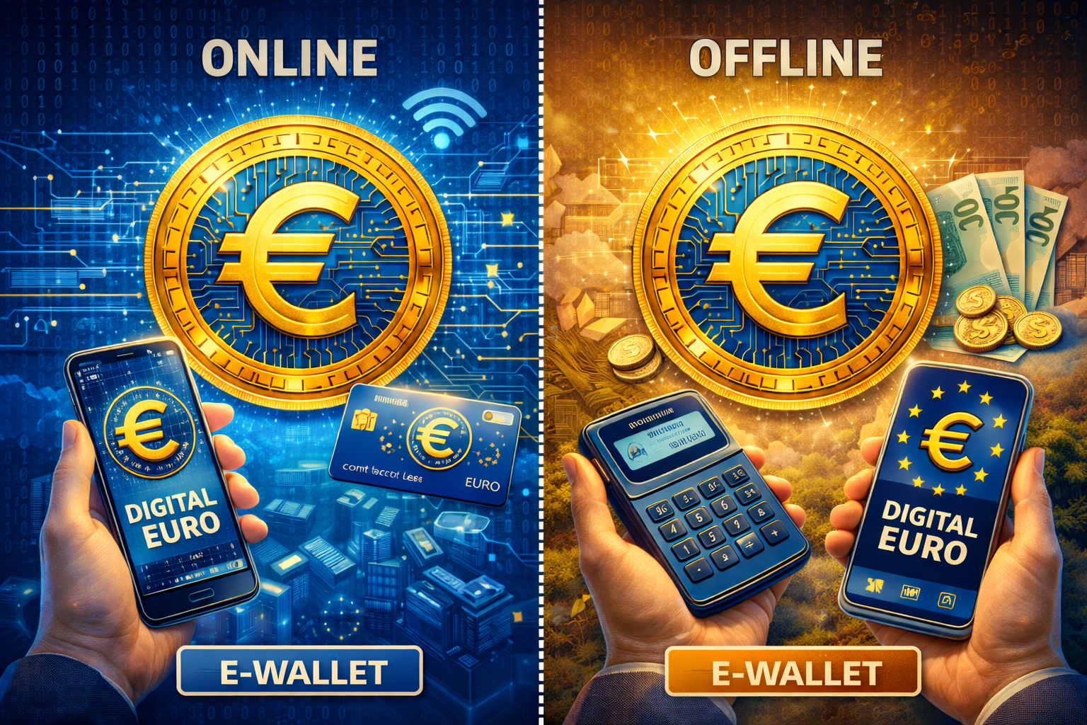 Digitaler Euro online und offline