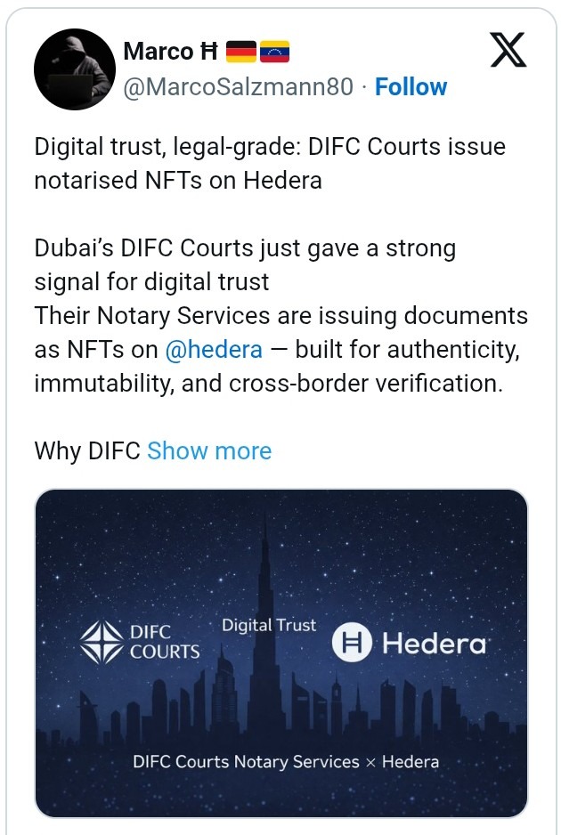 هيديرا تدخل البنية التحتية القضائية حيث تصدر محاكم مركز دبي المالي العالمي وثائق مدعومة بتقنية البلوكشين